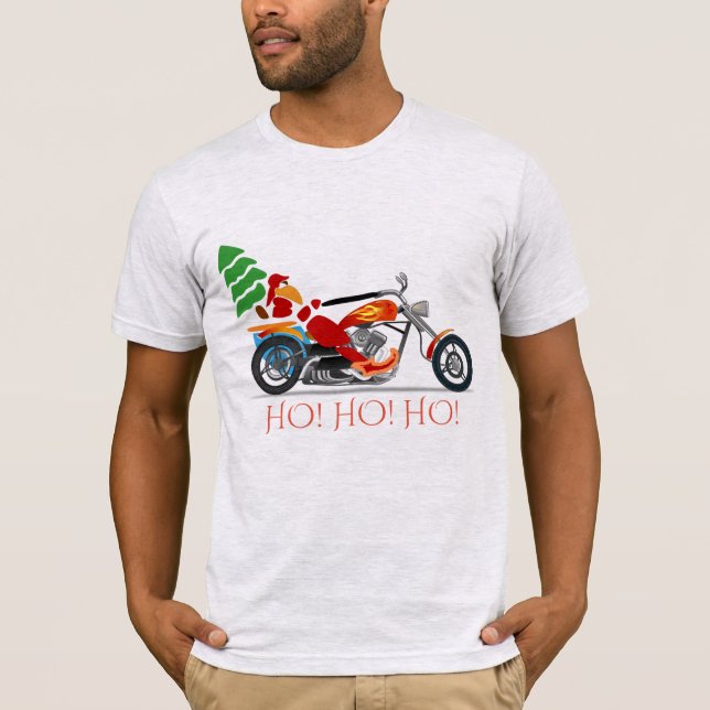 Camiseta ¡El motorista Santa en un interruptor dice "HO! (Anverso)