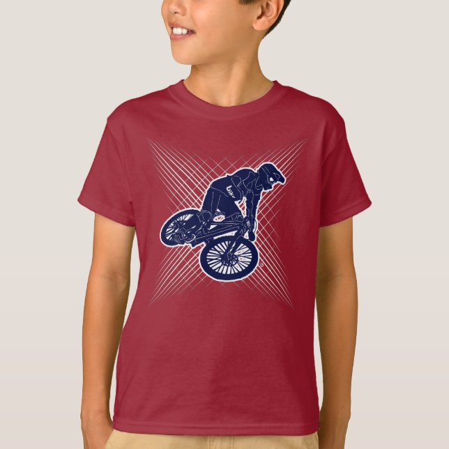 Camiseta El muchacho de la bici de montaña embroma la (Anverso)