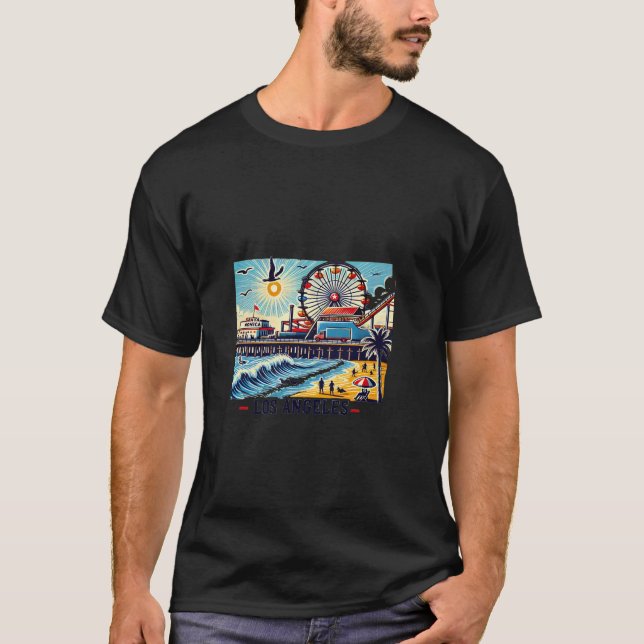 Camiseta El muelle de Santa Mónica de Los Ángeles (Anverso)