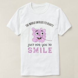 Camiseta "El Mundo Despliega Su Belleza" Hoja Sonriente Púr