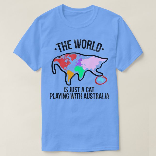 Camiseta El Mundo Es Un Gato Jugando Con Australia (Diseño del anverso)