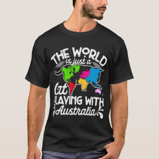 Camiseta El mundo es un gato que juega mapa de Australia