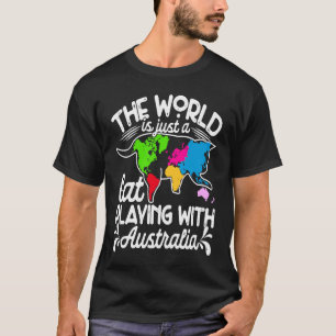 Camiseta El mundo es un gato que juega mapa de Australia