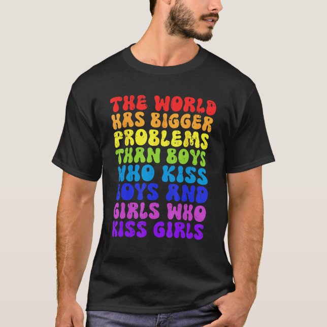Camiseta El mundo tiene mayores problemas que la lesbiana g (Anverso)