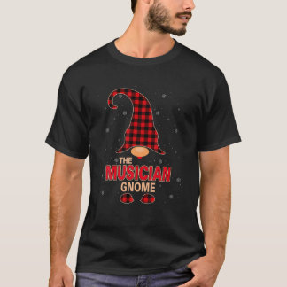 Camiseta El músico Gnome Navidades Red Buffalo Plaid Paj