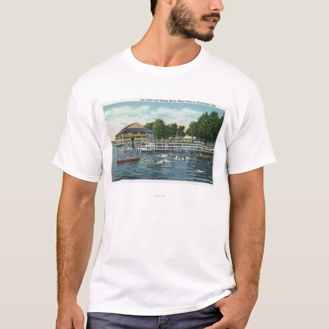 Camiseta El nadar en la playa y el casino del punto de (Anverso)