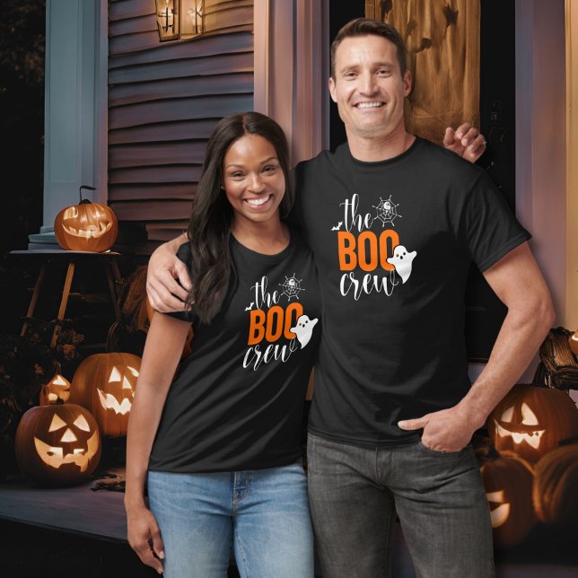 Camiseta El Naranja del equipo de Boo y la familia Black Ha (The Boo Crew Orange and Black Halloween Family T-Shirt
)