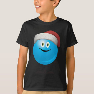 Camiseta El navidad azul adorna llevar un gorra rojo de