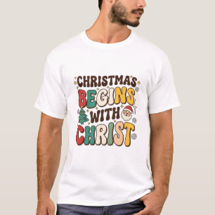 Camiseta El Navidad Comienza Con Cristo Diseño De Árbol De 