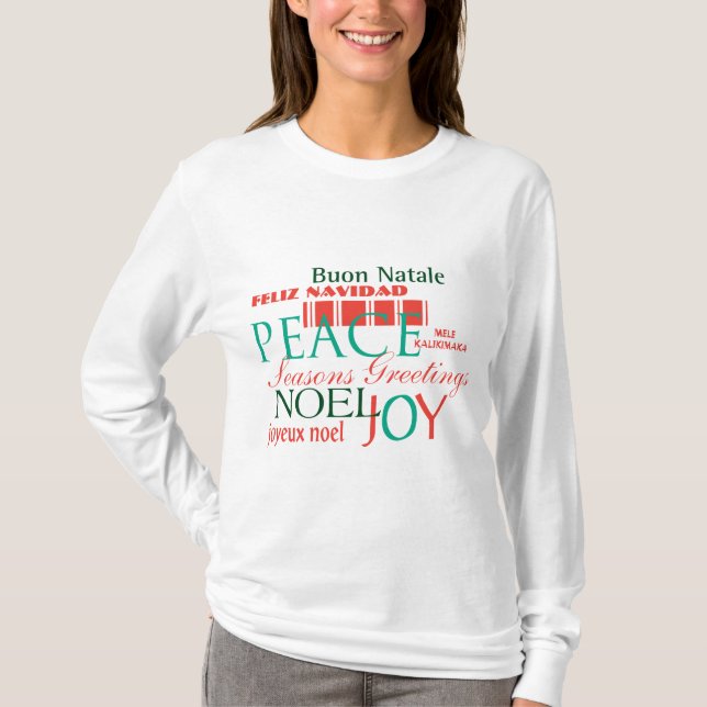 Camiseta El navidad envuelto largo de las mujeres (Anverso)