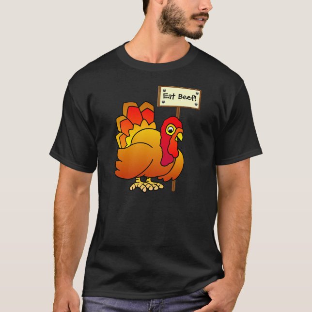 Camiseta El navidad Turquía con "come el Rótulo de la carne (Anverso)