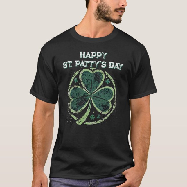 Camiseta El negro amante de la Grunge feliz Día de San Patt (Anverso)