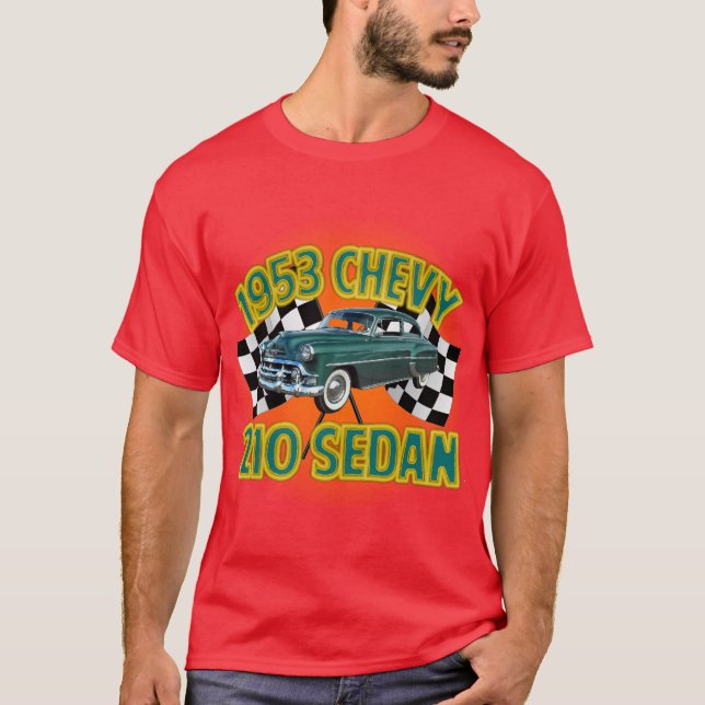 Camiseta El negro de los hombres Chevy 1953 210 (Anverso)