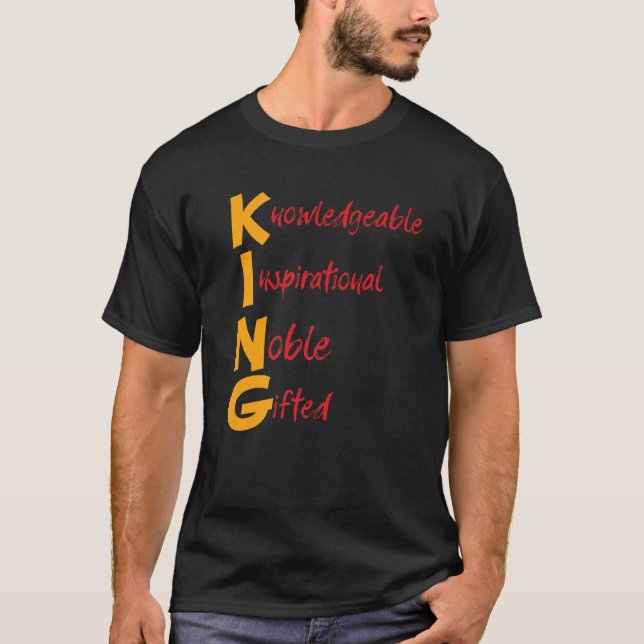 Camiseta El negro Inspirador Noble y reconocido King (Anverso)