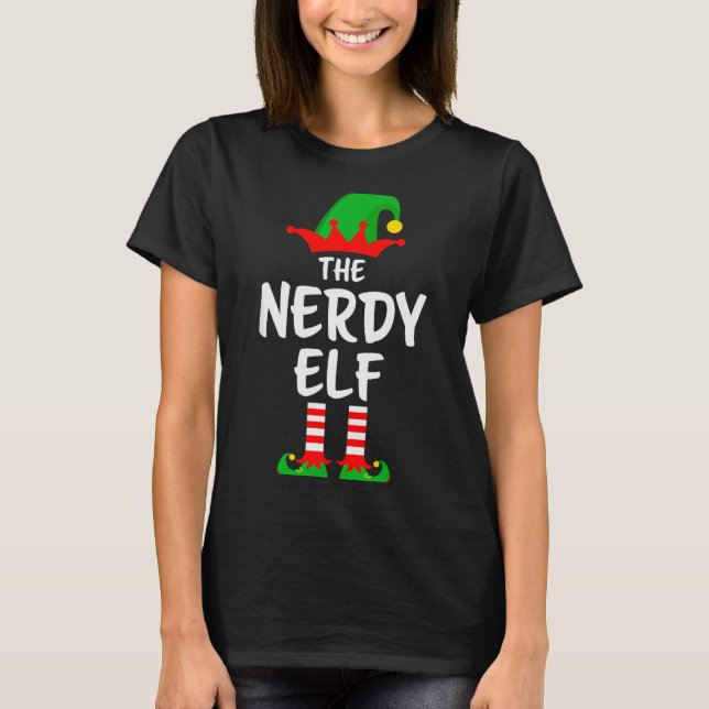 Camiseta El Nerdy Elf Navidad Familiar Correspondiente (Anverso)