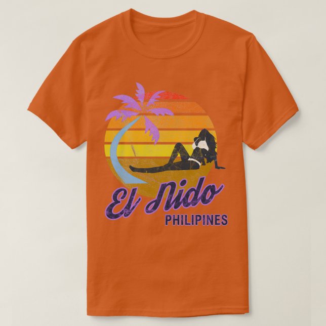 Camiseta El Nido Philippines SE Asia Retro Surf (Diseño del anverso)