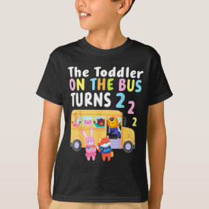 Camiseta El Niño Del Autobús Cumple Dos Años Animal Lindo
