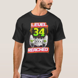 Camiseta El nivel 34 alcanzó a gamer 34th Birthday Video Ga