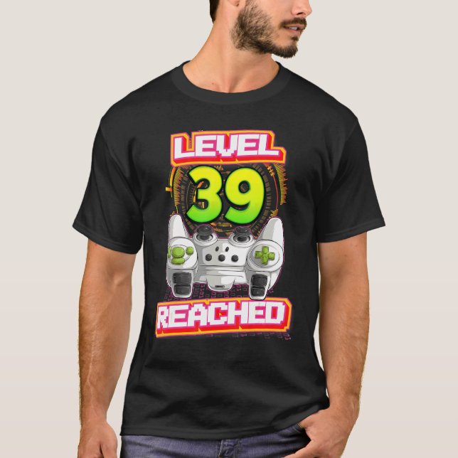 Camiseta El nivel 39 alcanzó a gamer 39th Birthday Video Ga (Anverso)