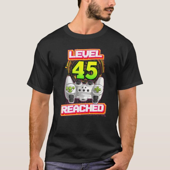 Camiseta El nivel 45 alcanzó a Gamer 45.º videojuego de cum (Anverso)