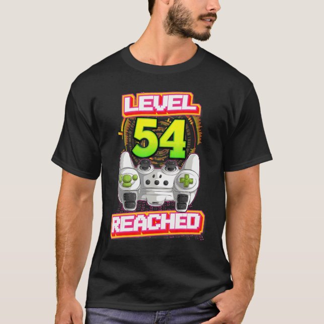 Camiseta El nivel 54 alcanzó a gamer 54th Birthday Video Ga (Anverso)