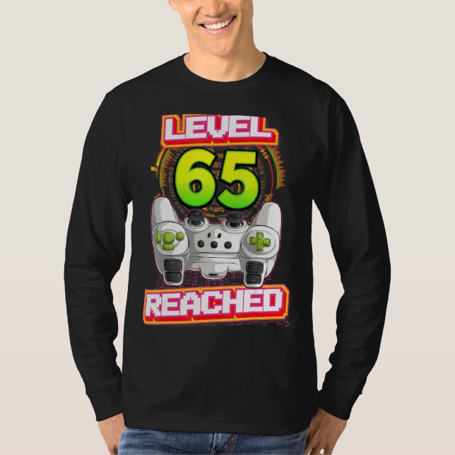 Camiseta El nivel 65 alcanzó el 65º videojuego de cumpleaño (Anverso)