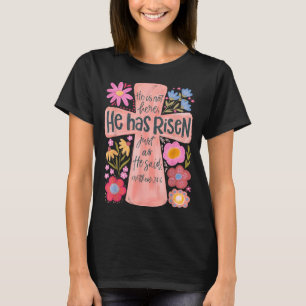 Camiseta Él No Está Aquí Ha Resucitado Floral Cristiano Jes