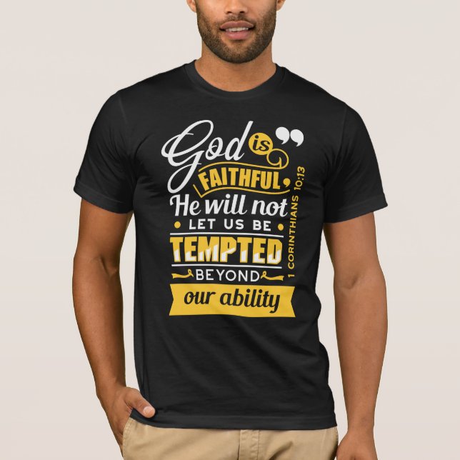 Camiseta Él No Permitirá Que Seas Tentado – Versículo Bíbli (Anverso)