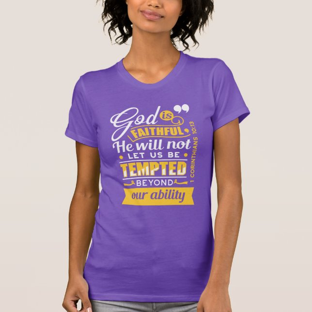 Camiseta Él No Permitirá Que Seas Tentado – Versículo Bíbli (Anverso)