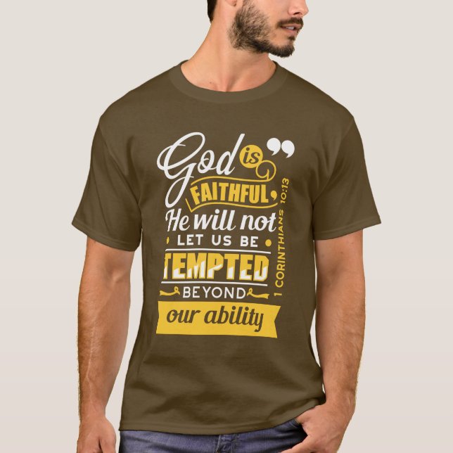 Camiseta Él No Permitirá Que Seas Tentado – Versículo Bíbli (Anverso)