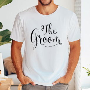 Camiseta El nombre de boda en caligrafía del novio