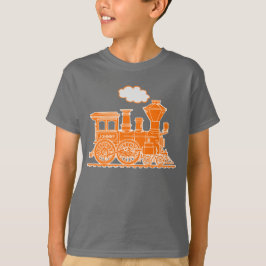 Camiseta El nombre de encargo del vapor del tren anaranjado