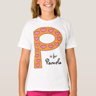 Camiseta El nombre de P de letra del chica personalizado