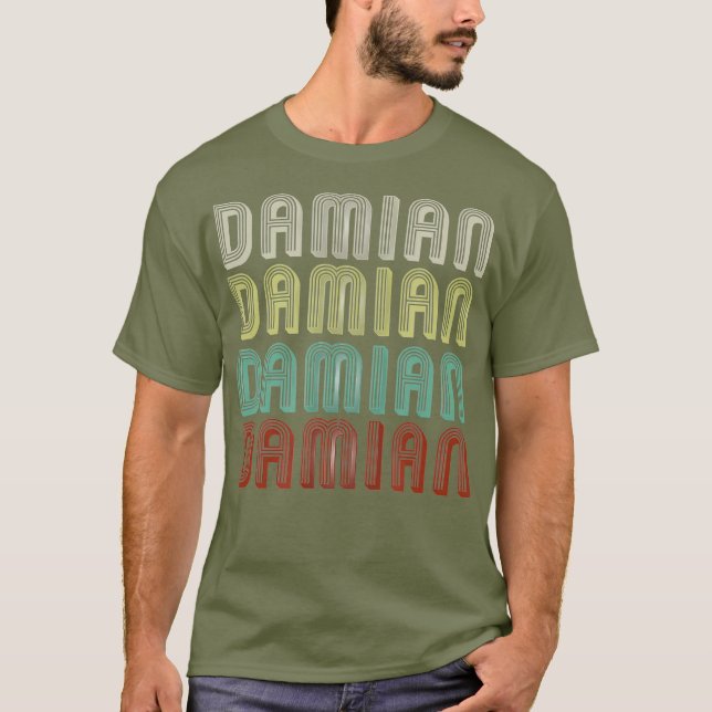 Camiseta El Nombre Es Damian En La Divertida Disco Retro Vi (Anverso)