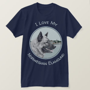 Camiseta El noruego Elkhound en la pintura del pueblo - Art