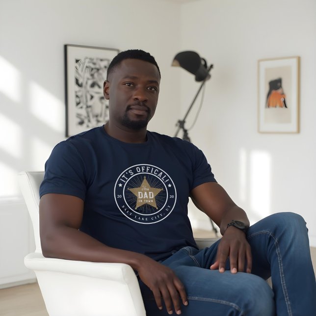 Camiseta El nuevo papá en la placa oficial de papá Sherif S (New Dad in Town Official Dad Sherif Star Badge T-Shirt)