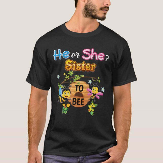 Camiseta Él O Ella Hermana Para Ser Sexo Revelan Lápiz De B (Anverso)