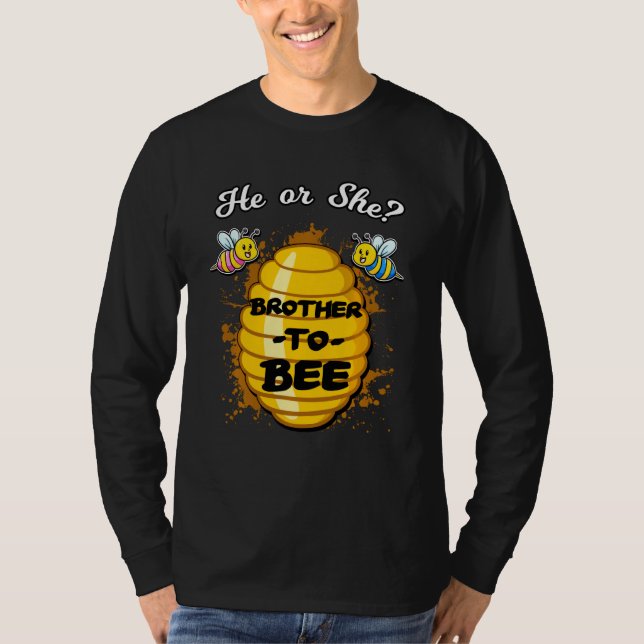 Camiseta Él o Ella Hermano Para Abeja Revelación De Género  (Anverso)