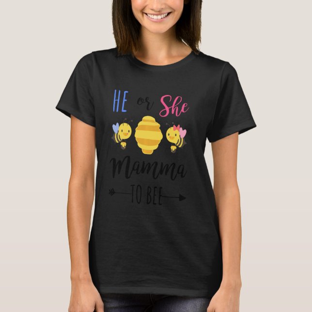 Camiseta Él O Ella Mamma Para Esperar A Mamá (Anverso)