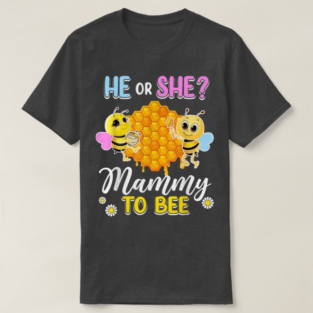 Camiseta Él O Ella Mammy Para Ser Revelador De Género Baby  (Diseño del anverso)