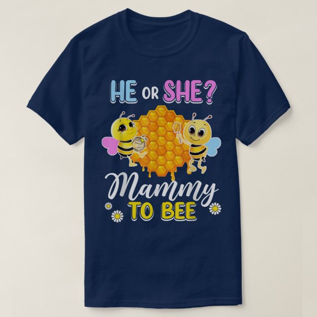 Camiseta Él O Ella Mammy Para Ser Revelador De Género Baby  (Diseño del anverso)