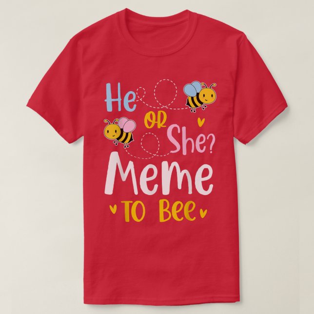 Camiseta Él O Ella Meme Para Ser Revelación De Género (Diseño del anverso)
