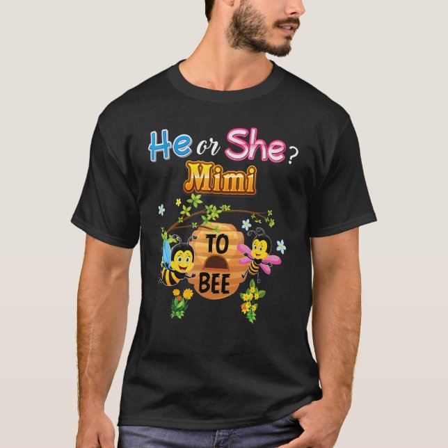 Camiseta Él O Ella Mimi Para Ser Madre De Género Revelar Ma (Anverso)