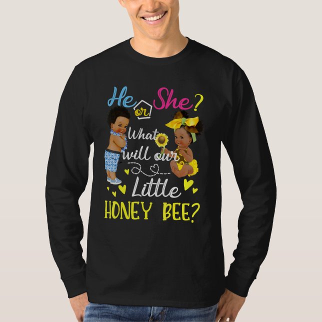 Camiseta Él O Ella Qué Será El Género De Nuestra Abeja Pequ (Anverso)
