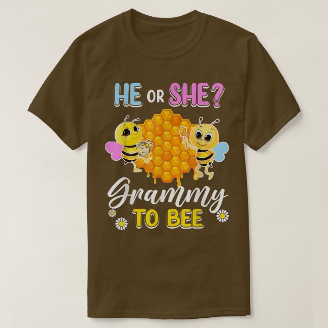 Camiseta Él O Ella Se Grammy Para Ser Baby Shower Revelador (Diseño del anverso)