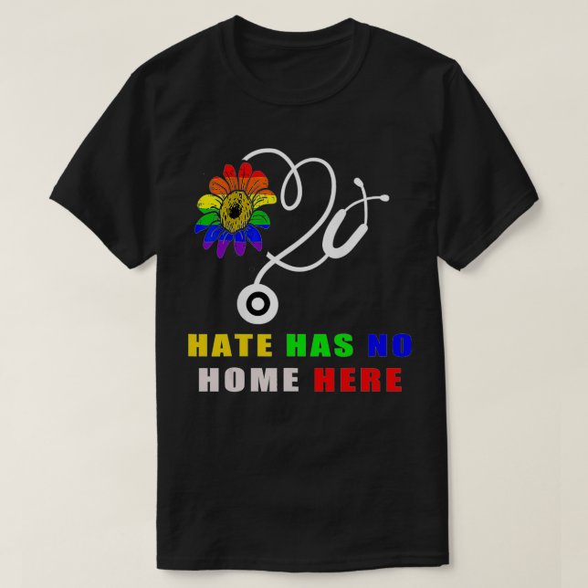 Camiseta El Odio No Tiene Hogar Aquí La Enfermera De Gente  (Diseño del anverso)