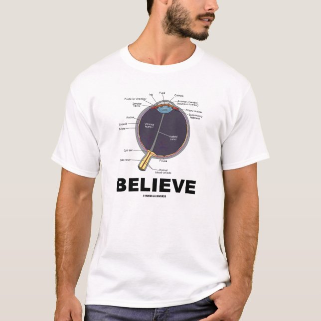 Camiseta El ojo cree (creo humor anatómico) (Anverso)