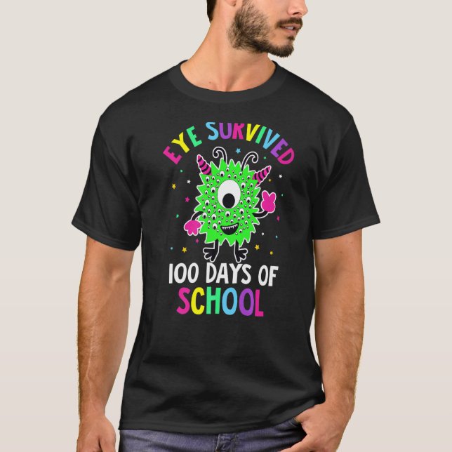 Camiseta El Ojo Sobrevivió A 100 Días De Monstruo Escolar E (Anverso)