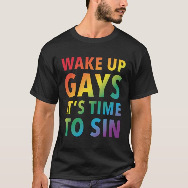 Camiseta El Orgullo Despertar Gays Es Hora De Pecar (Anverso)