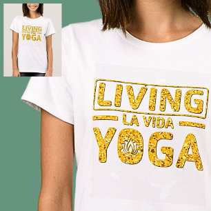 Camiseta El oro del yoga de la vida en blanco